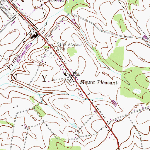 Topographic Map of Mount Pleasant, PA