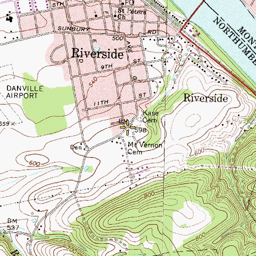 Topographic Map of Mount Vernon Cemetery, PA