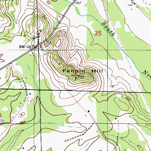 Topographic Map of Fannin Hill, AL