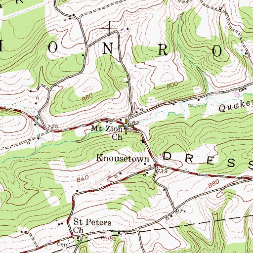 Topographic Map of Mount Zion Church, PA