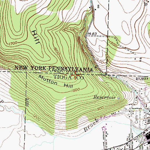 Topographic Map of Mutton Hill, PA