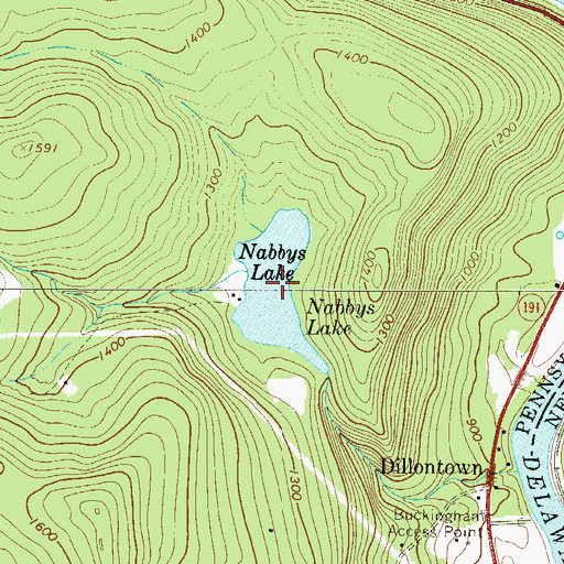 Topographic Map of Nabbys Lake, PA