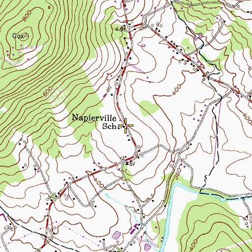 Topographic Map of Napierville School, PA