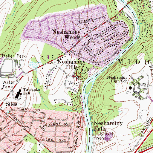 Topographic Map of Neshaminy Hills, PA