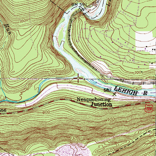 Topographic Map of Nesquehoning Creek, PA