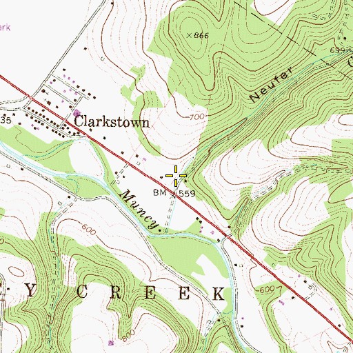 Topographic Map of Neufer Hollow, PA