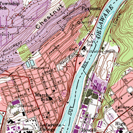 Topographic Map of Nevin Park, PA