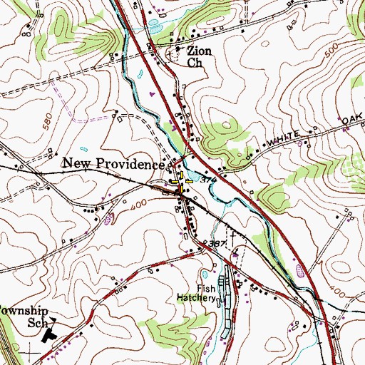 Topographic Map of New Providence, PA