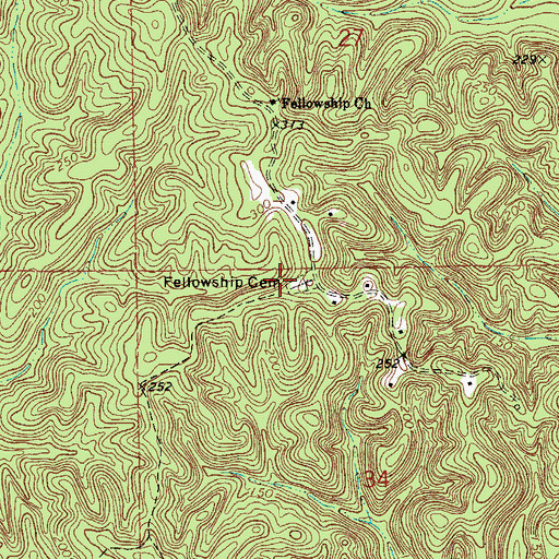 Topographic Map of Fellowship Cemetery, AL