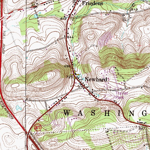 Topographic Map of Newhard, PA