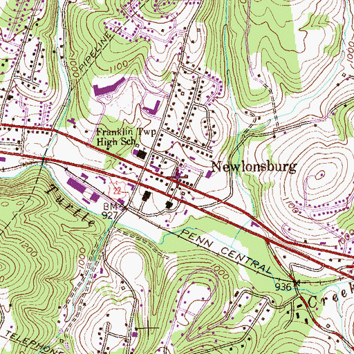 Topographic Map of Newlonsburg, PA