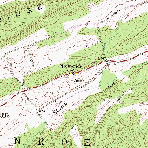 Topographic Map of Niemonds Church, PA
