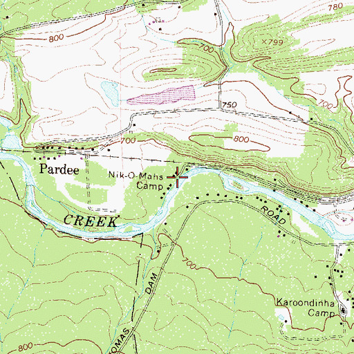 Topographic Map of Nik-O-Mahs Camp, PA