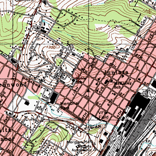 Topographic Map of Noble School, PA