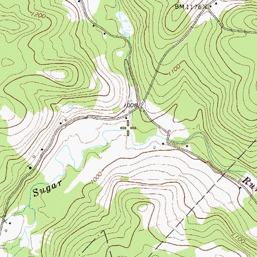 Topographic Map of North Branch Sugar Run, PA