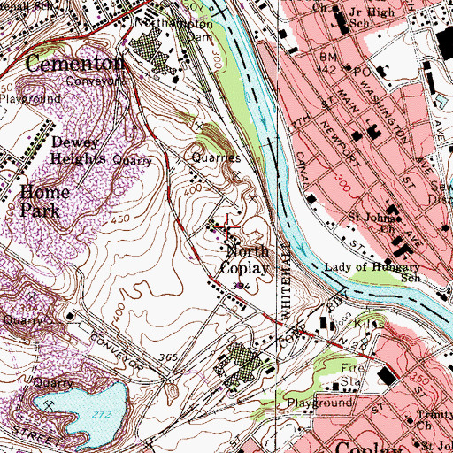 Topographic Map of North Coplay, PA