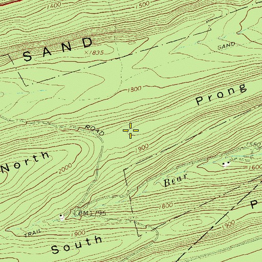 Topographic Map of North Prong Thick Mountain, PA