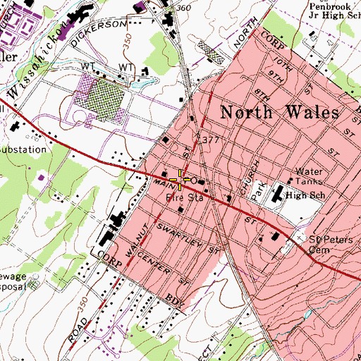 Topographic Map of North Wales, PA
