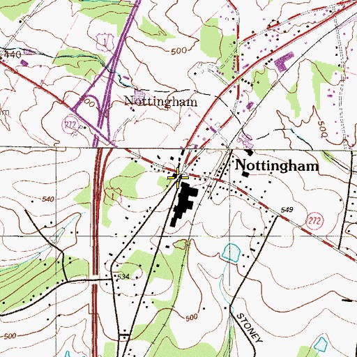 Topographic Map of Nottingham, PA