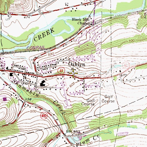 Topographic Map of Oaklyn, PA