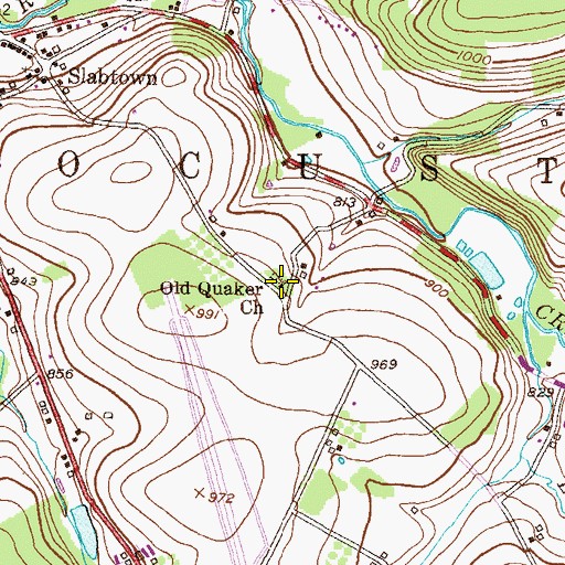 Topographic Map of Old Quaker Church, PA