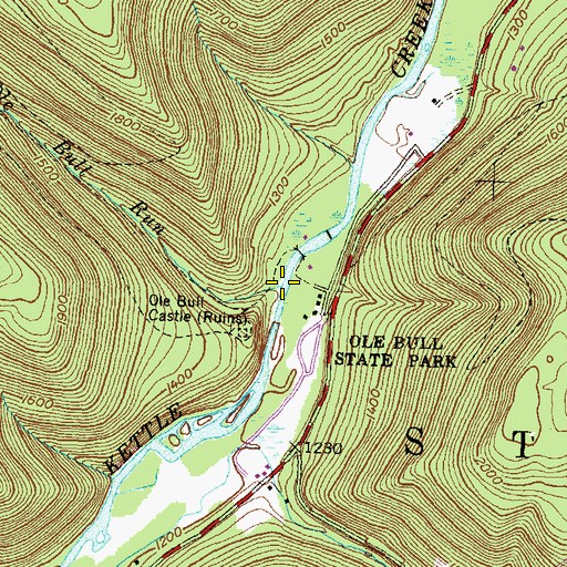 Topographic Map of Ole Bull Run, PA
