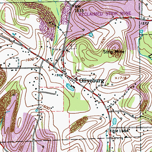 Topographic Map of Oliveburg, PA