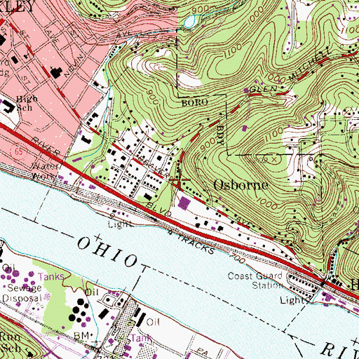 Topographic Map of Osborne, PA