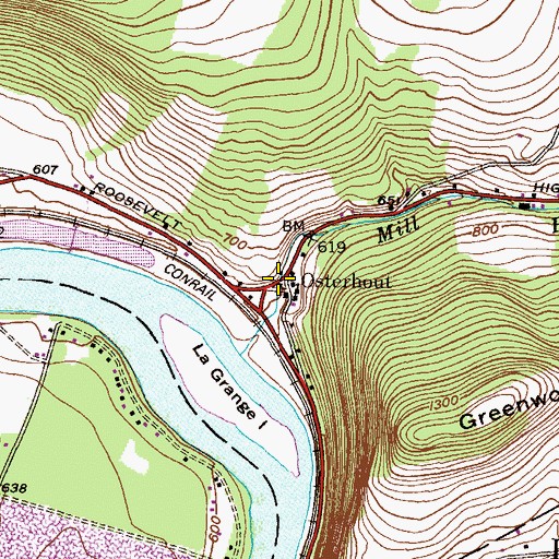 Topographic Map of Osterhout, PA