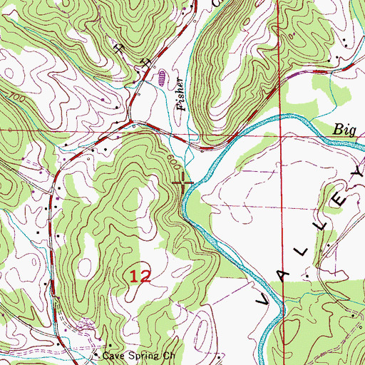 Topographic Map of Fisher Creek, AL