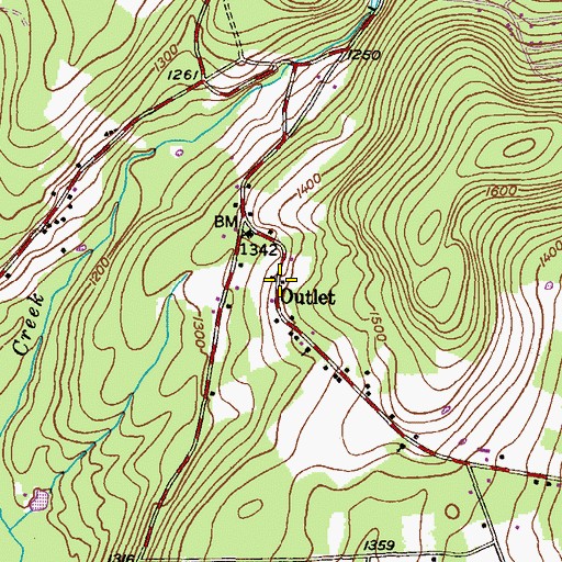 Topographic Map of Outlet, PA