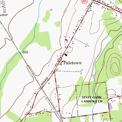 Topographic Map of Paletown, PA