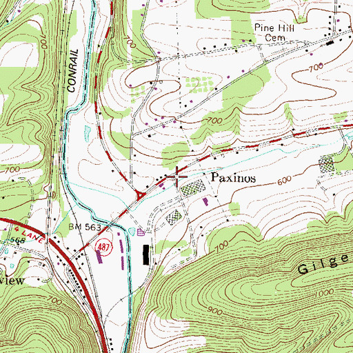 Topographic Map of Paxinos, PA