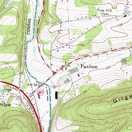 Topographic Map of Paxinos, PA