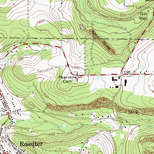 Topographic Map of Pearce Cemetery, PA