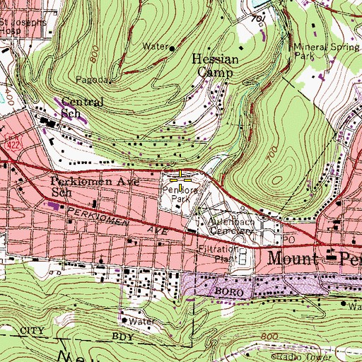 Topographic Map of Pendora Park, PA