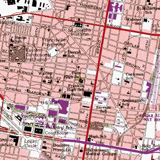 Topographic Map of Pennsylvania High School, PA