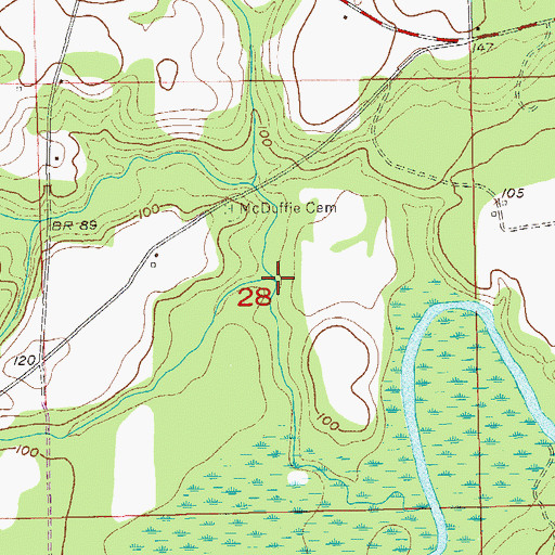 Topographic Map of Flat Branch, AL