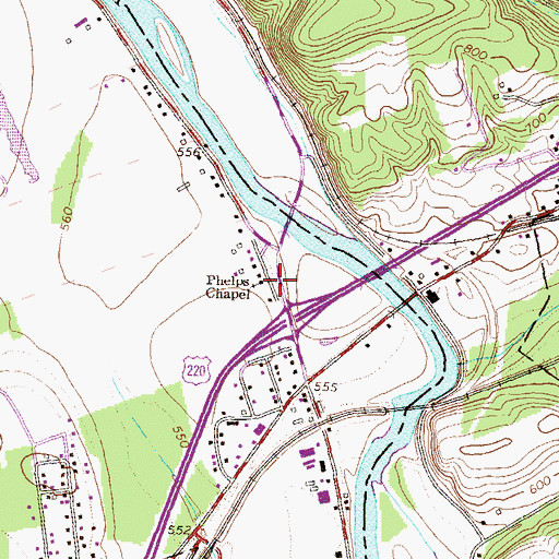 Topographic Map of Phelps Chapel, PA