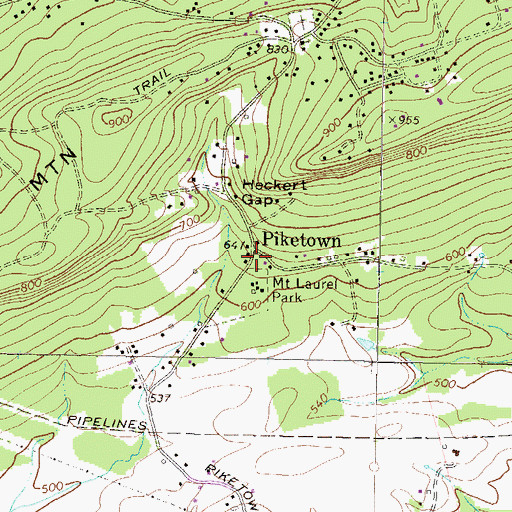 Topographic Map of Piketown, PA