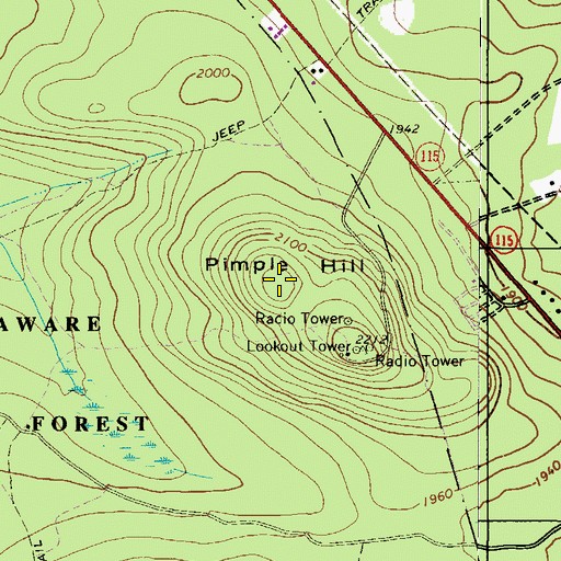 Topographic Map of Pimple Hill, PA