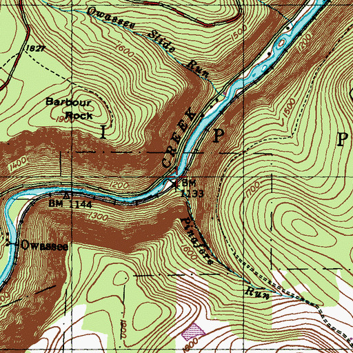 Topographic Map of Pinafore Run, PA