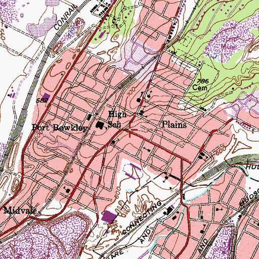 Topographic Map of Plains, PA