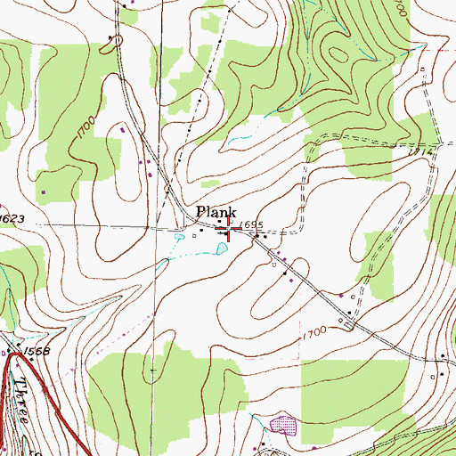 Topographic Map of Plank, PA