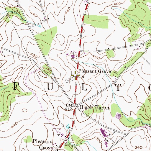 Topographic Map of Pleasant Grove Church, PA
