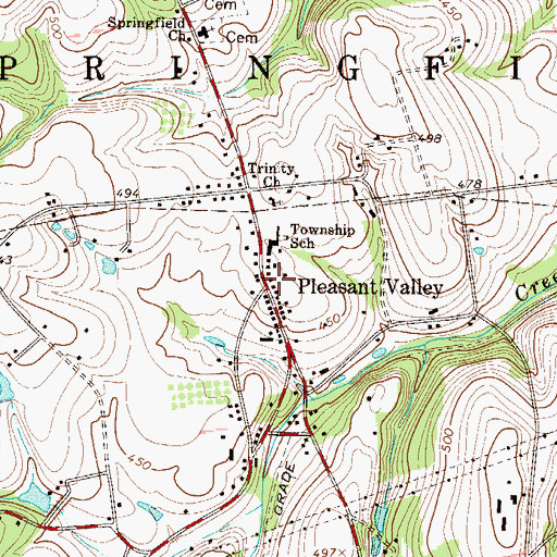 Topographic Map of Pleasant Valley, PA