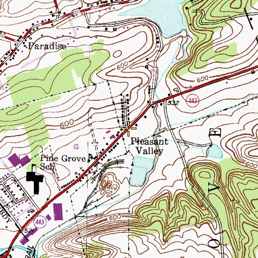 Topographic Map of Pleasant Valley, PA