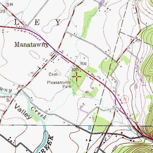Topographic Map of Pleasantville Park, PA