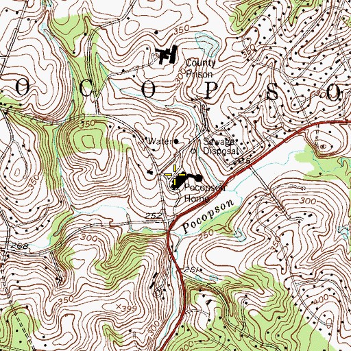 Topographic Map of Pocopson Home, PA