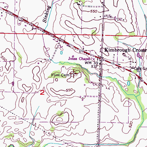 Topographic Map of Flint Cemetery, AL